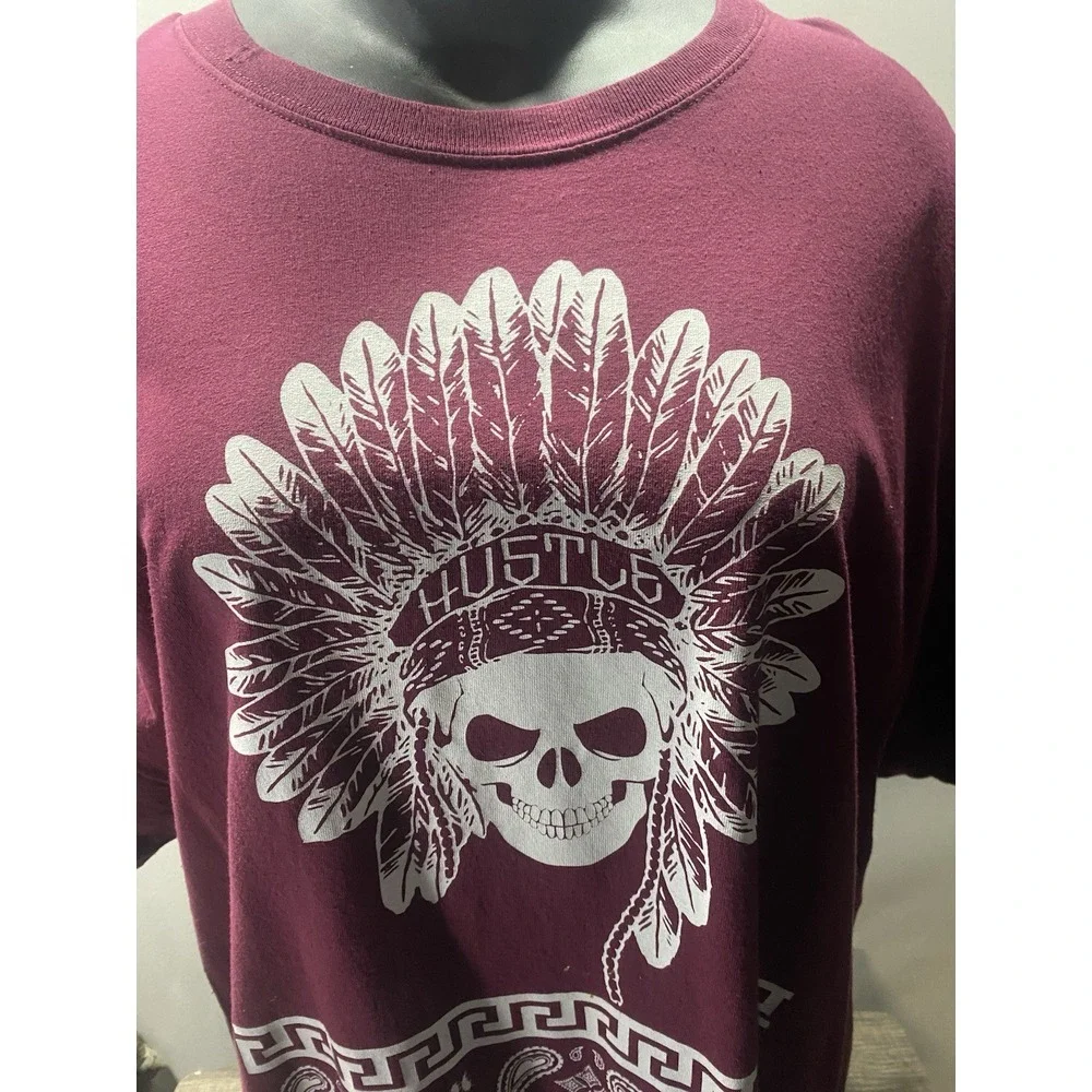 Horizon NY Indian‎ Skull With Headdress T Shirt Y2K 3X